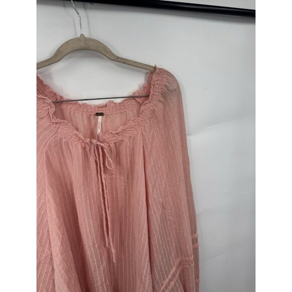 Free People Out Of Town Boho Peasant Swing Top Women L Pink Peasant Prairie - Picture 10 of 11